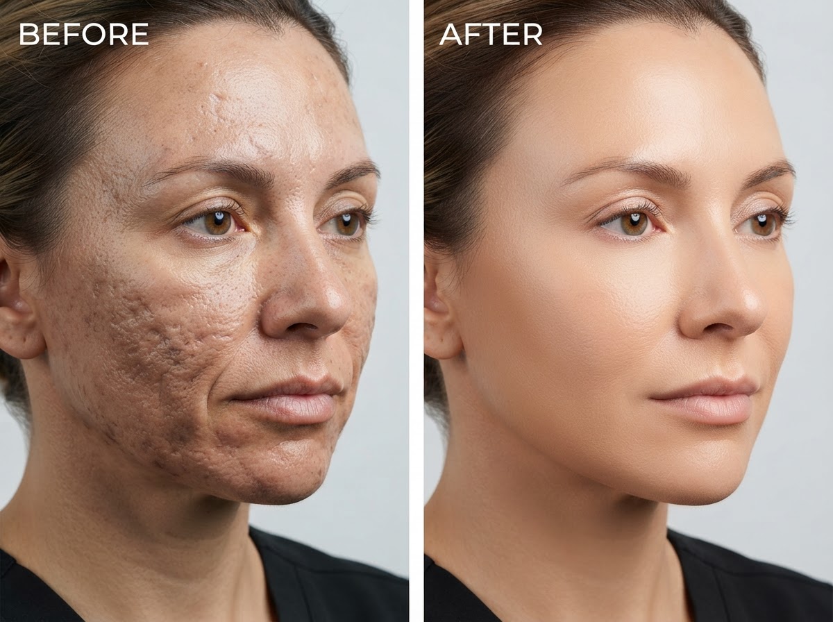 Eyes on Me Before and After Acne Scars & Smile Lines