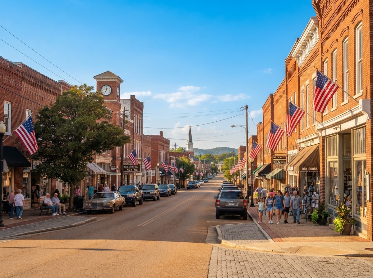 Calle principal de Rockingham, North Carolina, pueblo donde trabaja Ochoa Plumbing