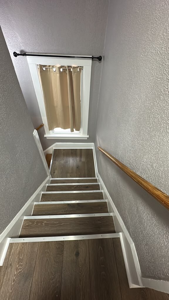 Staircase with wooden steps