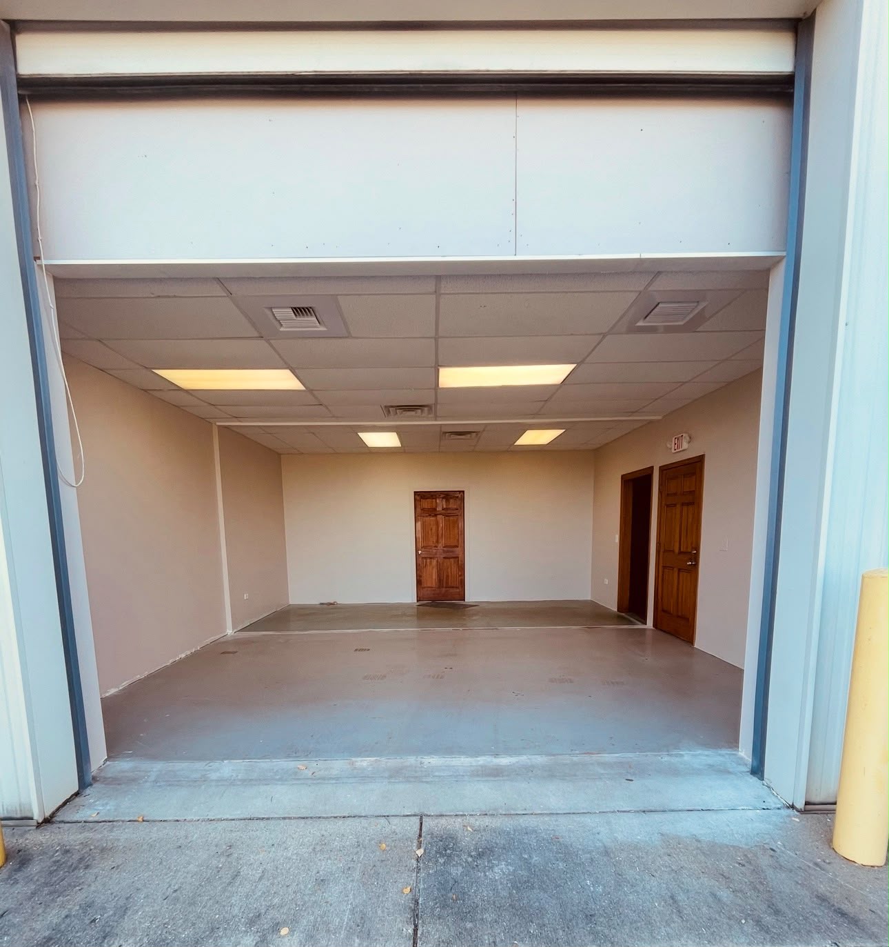 Finished interior buildout with double wood doors