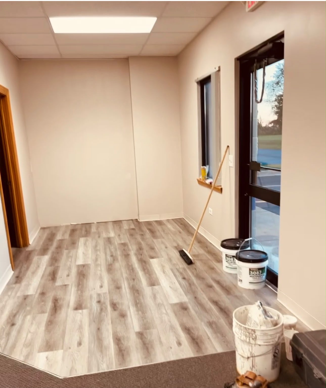 New wood-look vinyl plank flooring installation