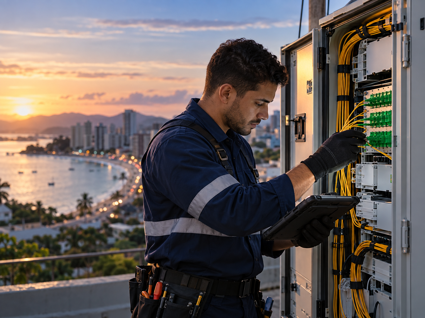 Infraestrutura técnica de fibra óptica da Speednet em Guarapari