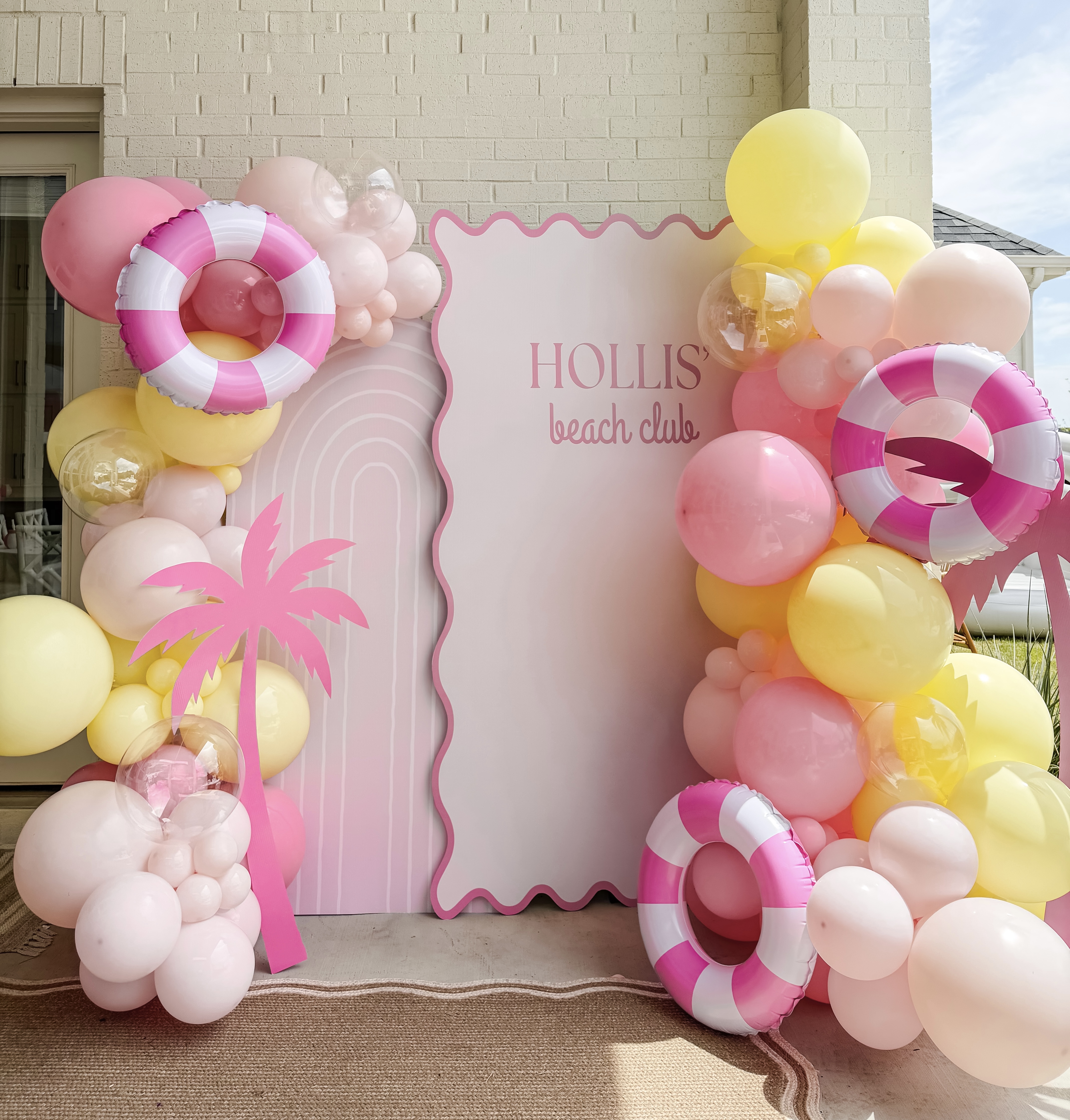 Hollis Beach Club Backdrop & Balloon Garland