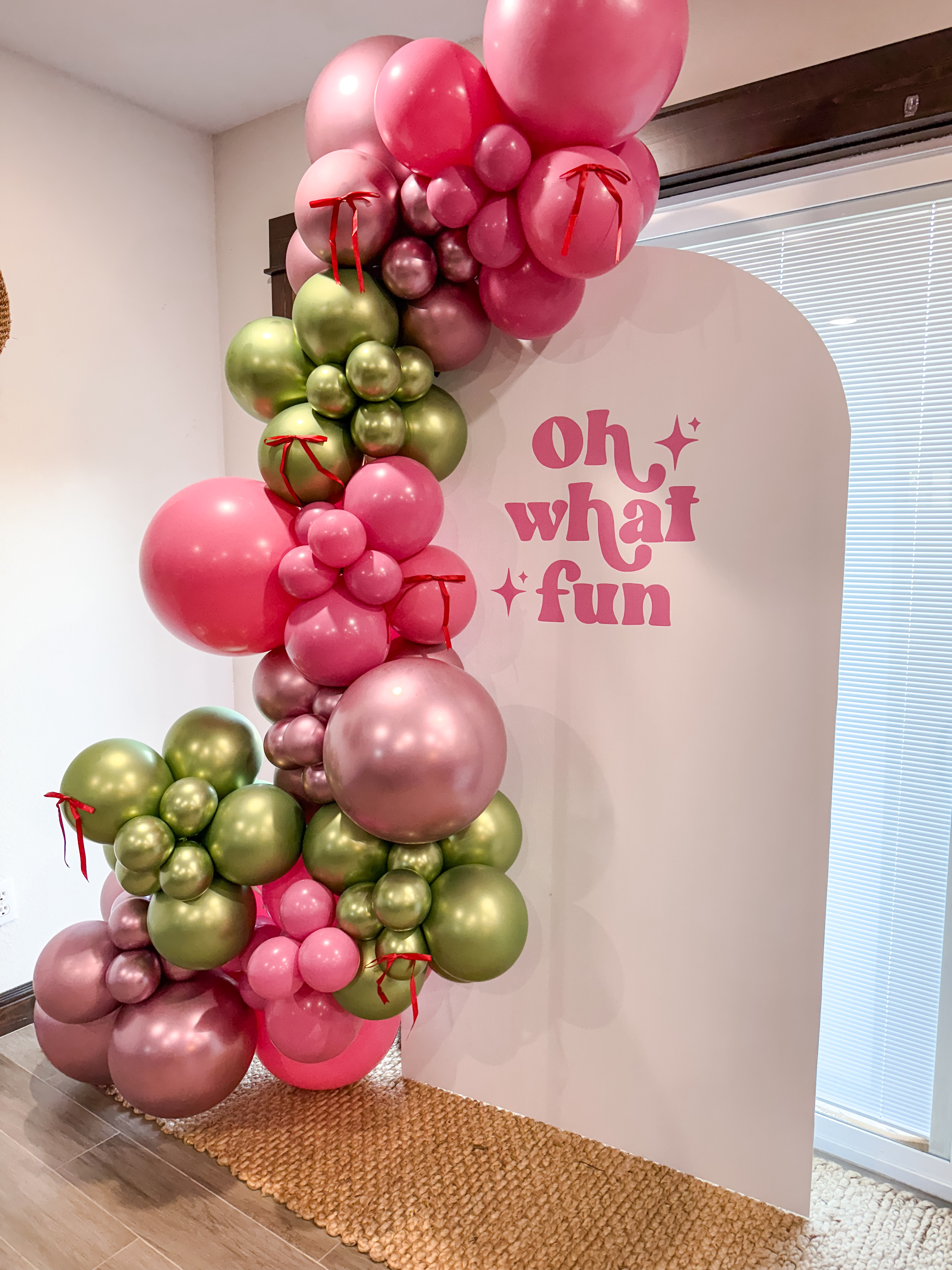 Oh What Fun Pink & Metallic Green Backdrop