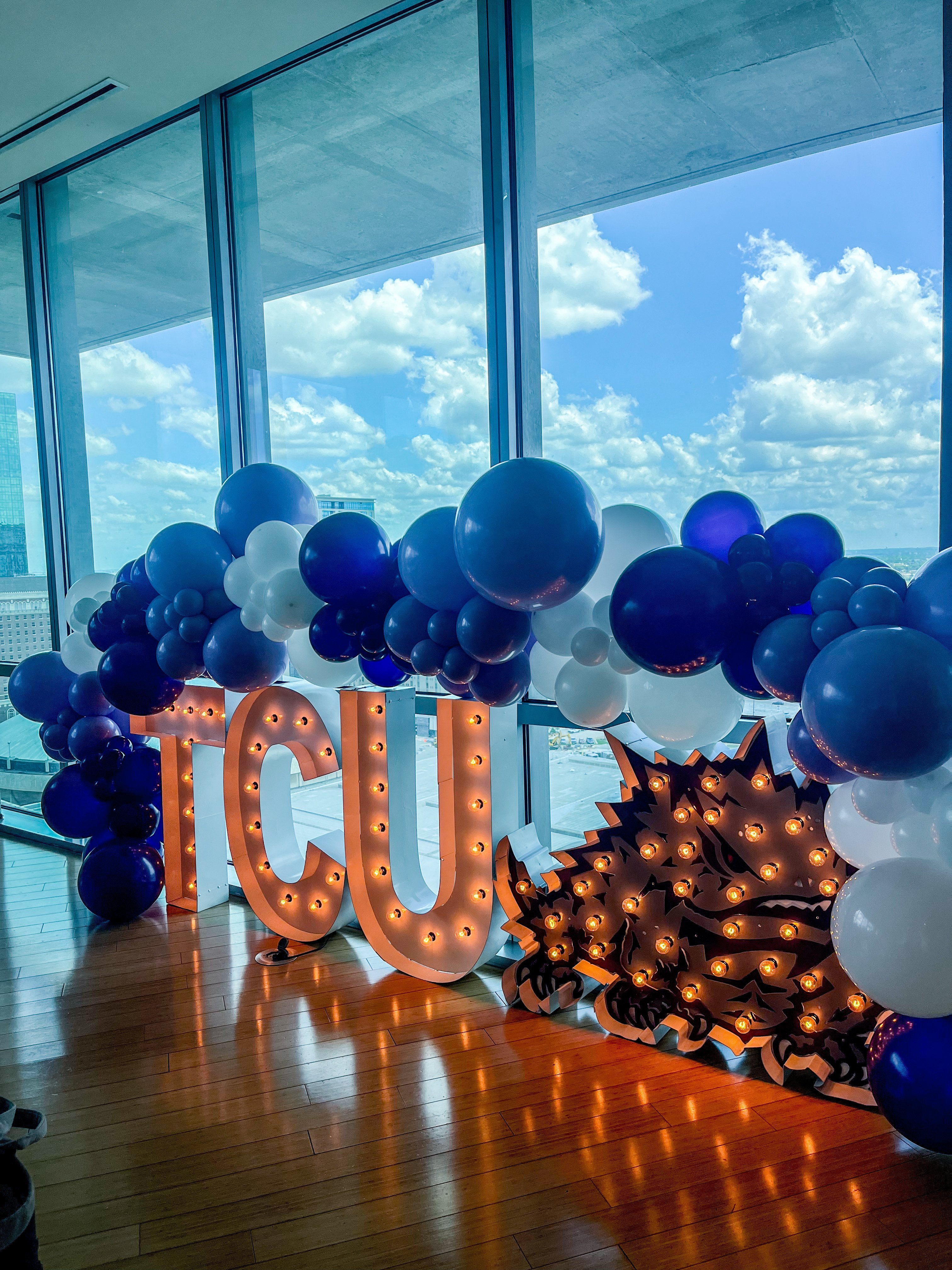 TCU Marquee Letters & Balloon Garland
