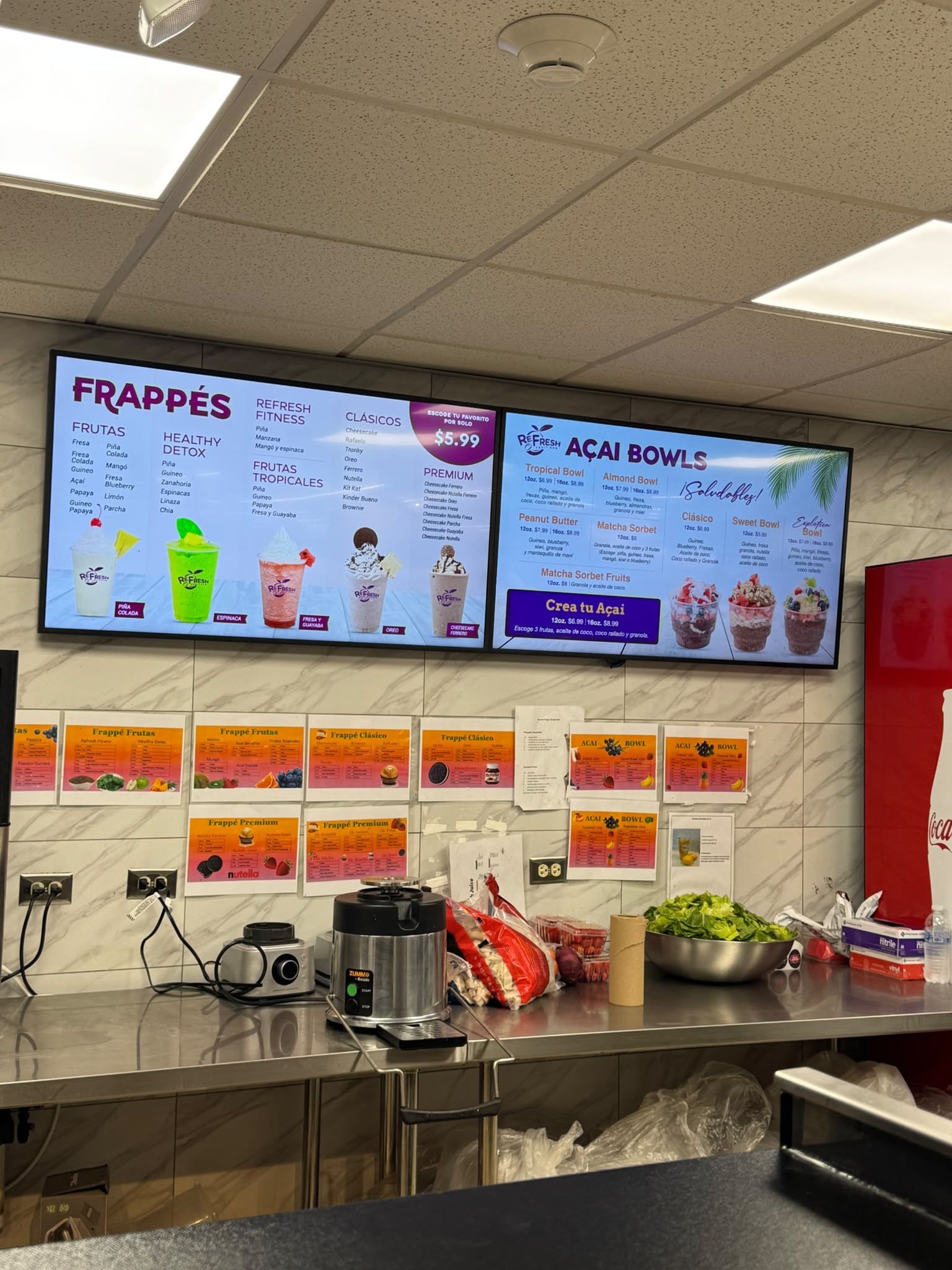 Tablero digital dual Samsung para Frappés y Açaí Bowls