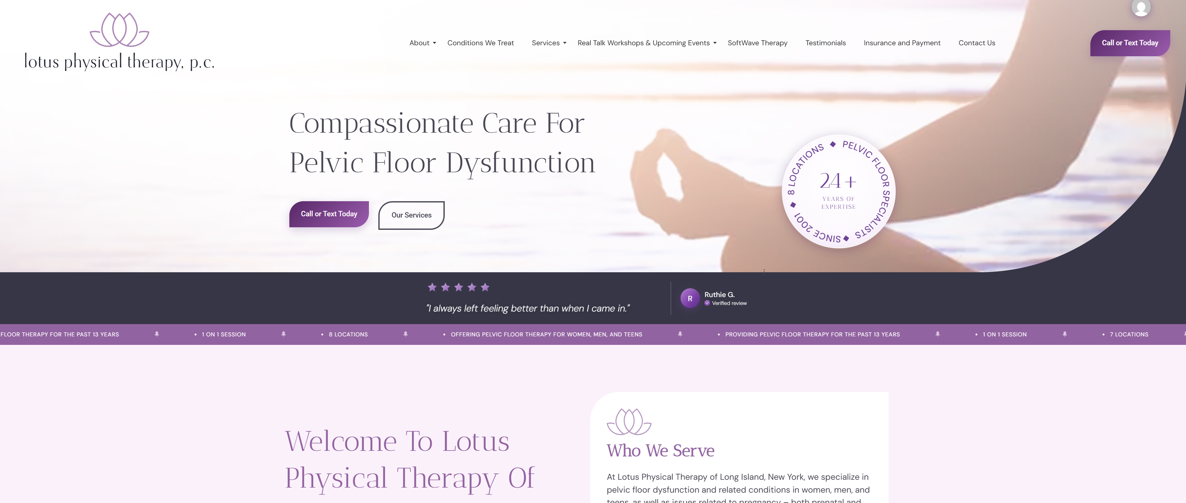Lotus Physical Therapy website preview