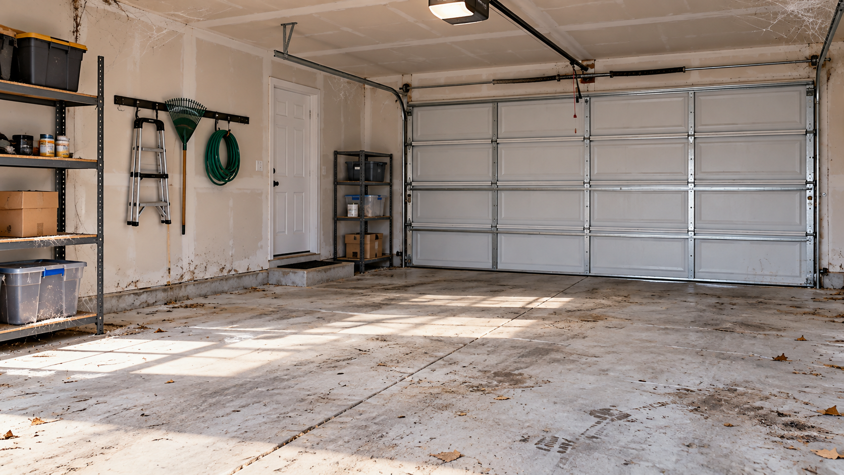 Clean residential garage after professional cleaning service