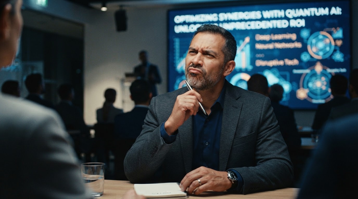 Empresario escéptico evaluando si la tecnología realmente resolverá su negocio
