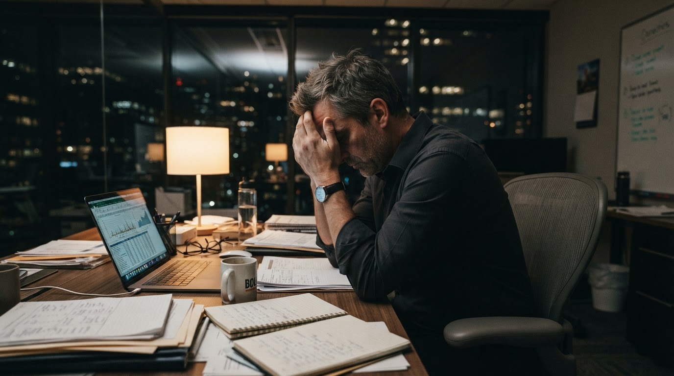 Dueño de empresa abrumado por exceso de decisiones que dependen de él