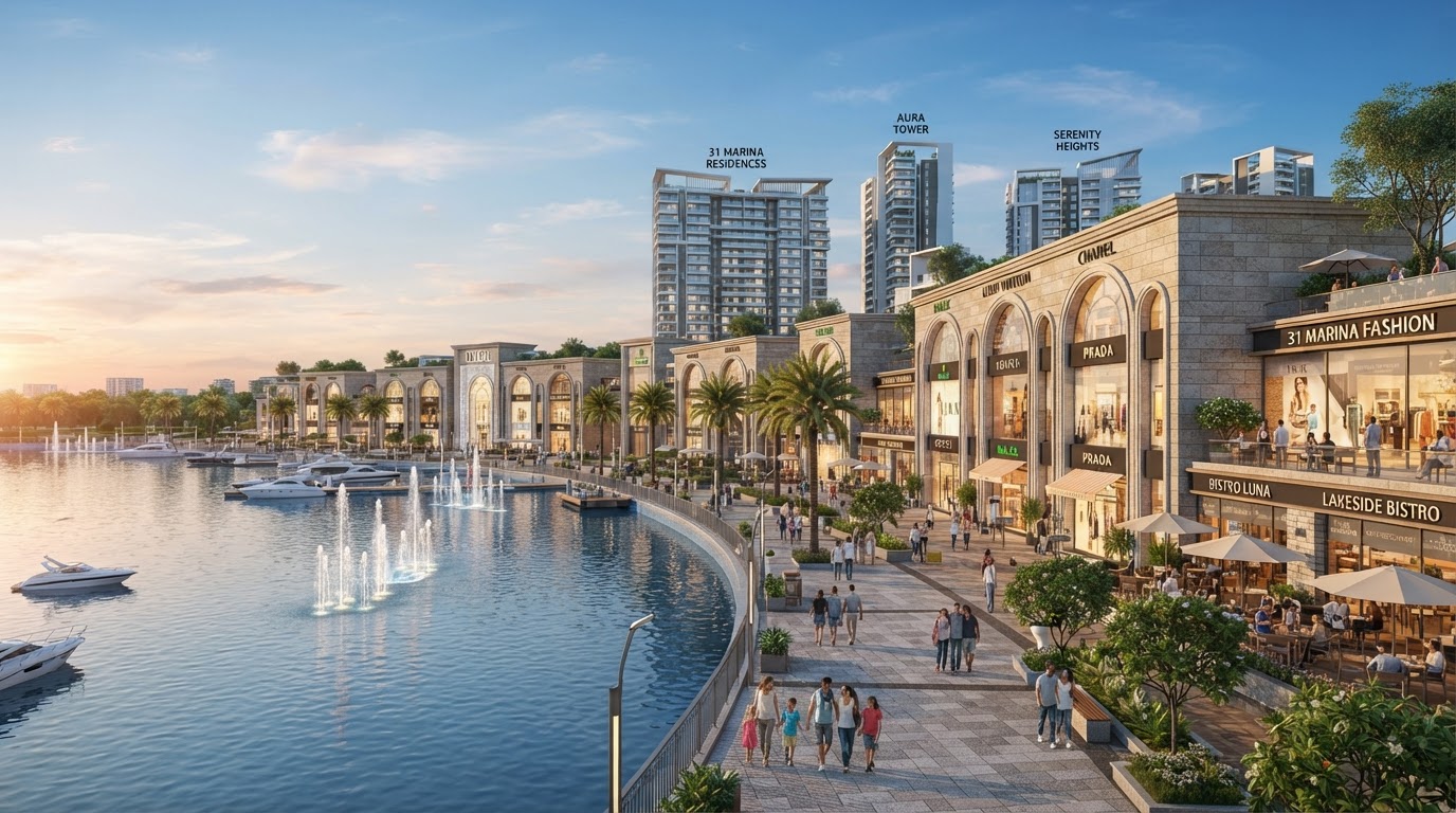 31 Marina High-Street Waterfront Retail Boardwalk & Residential Towers in Sector 31