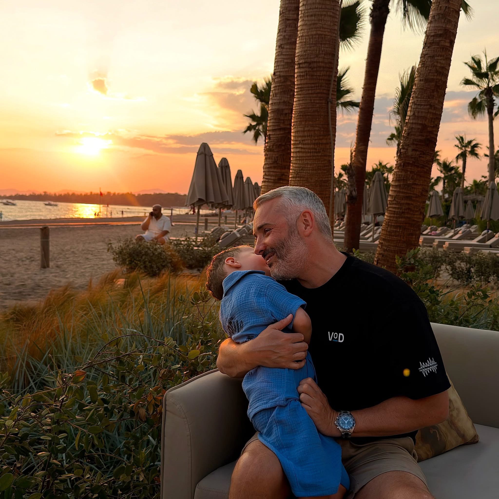 Billy Bone with his son