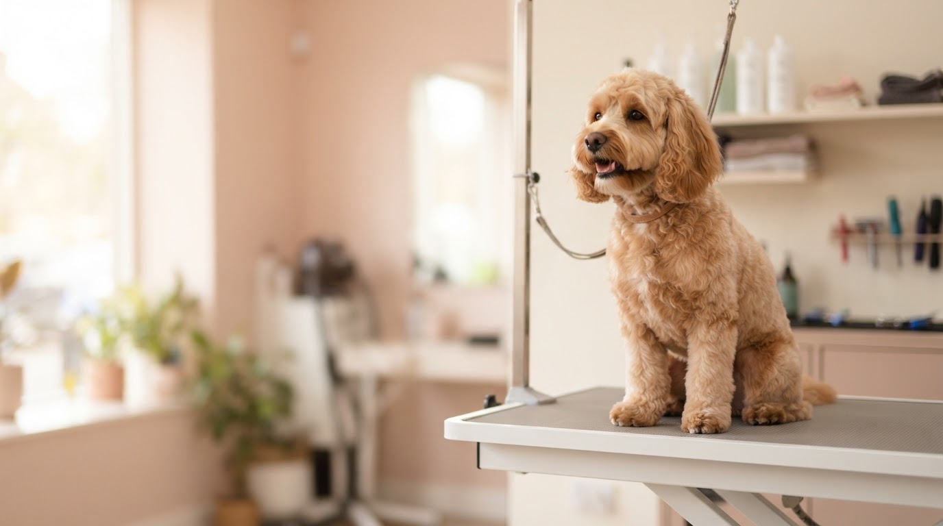 A happy freshly groomed cockapoo