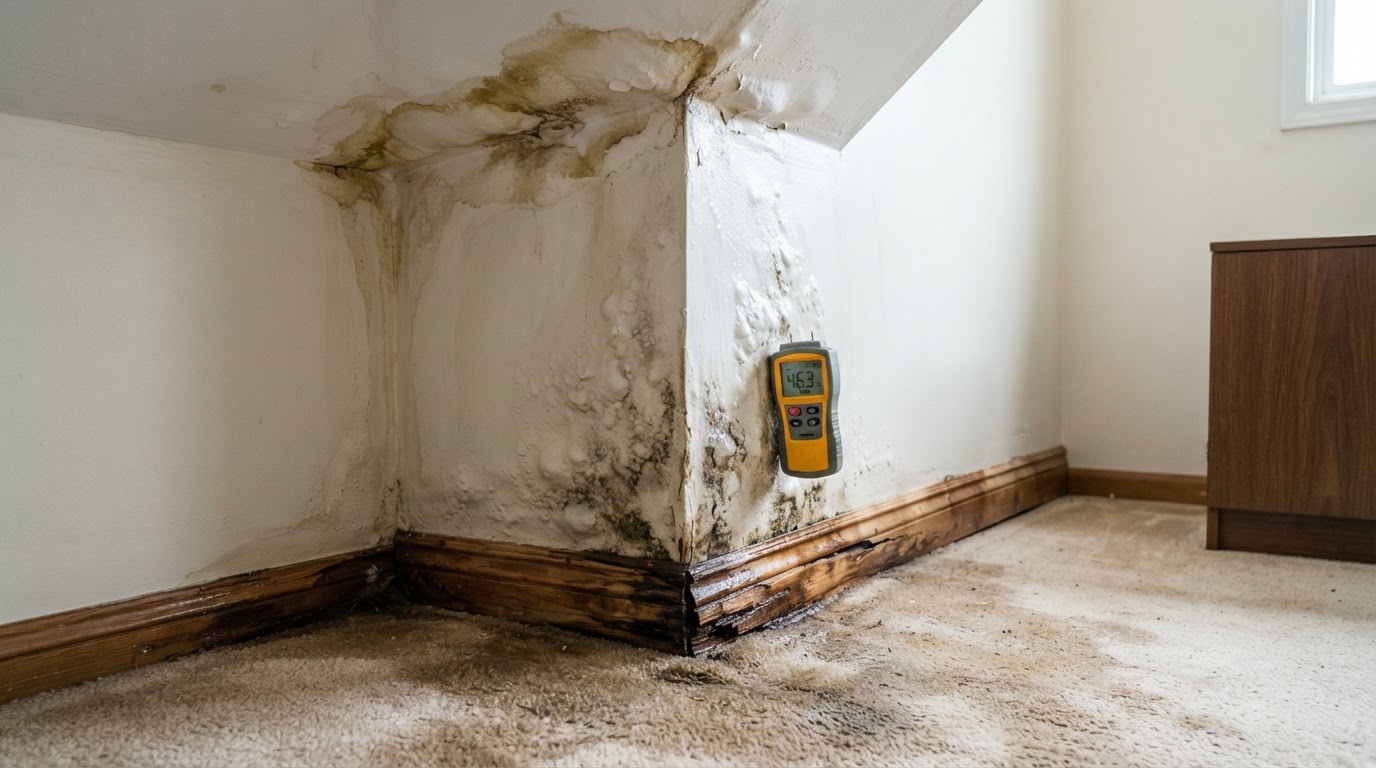 Before ceiling wall and floor water damage cleanup in Kure Beach, North Carolina