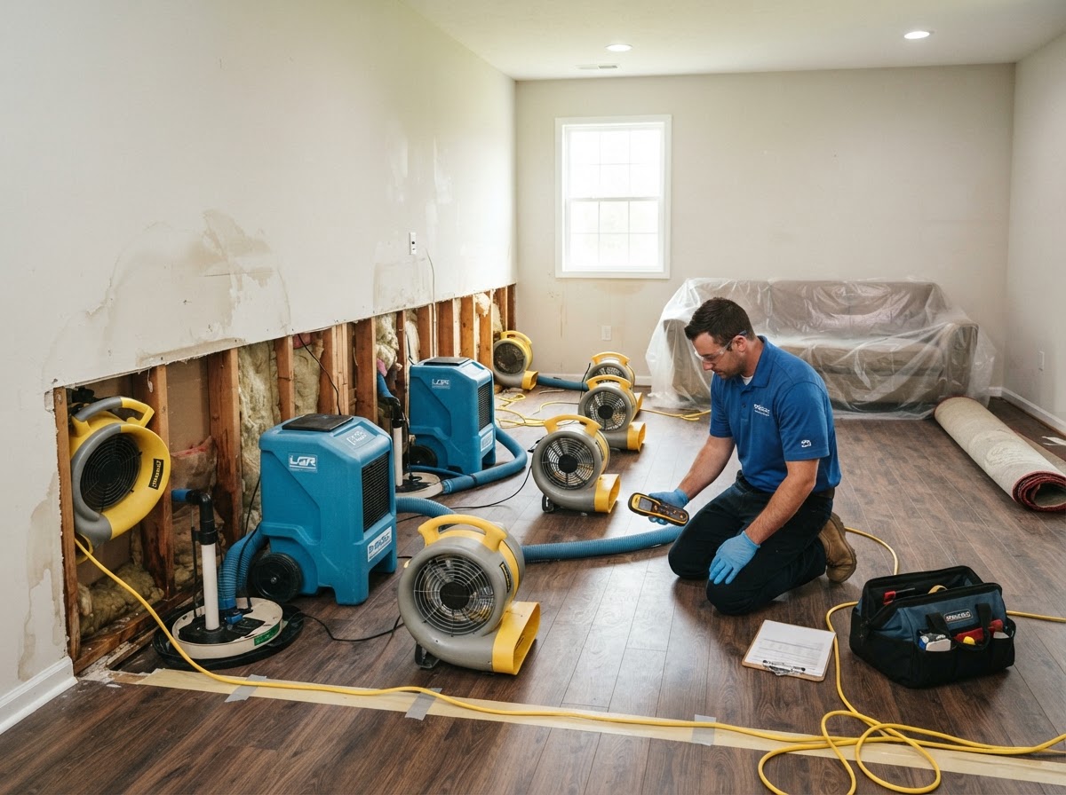 Residential flood water restoration near Wilmington NC