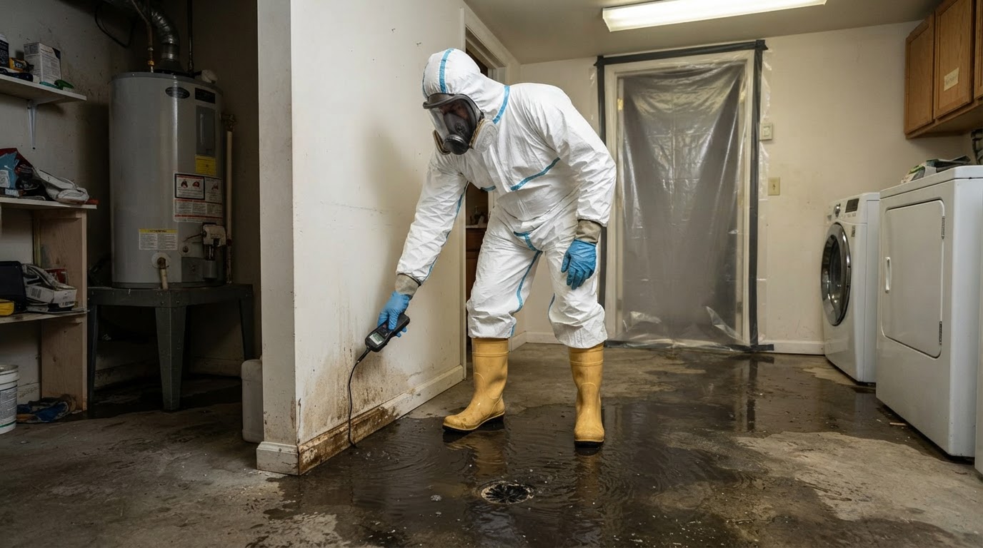Before sewage backup cleanup near Kure Beach, North Carolina