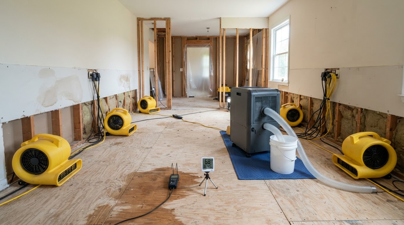 After structural drying and dehumidification in Kure Beach, North Carolina