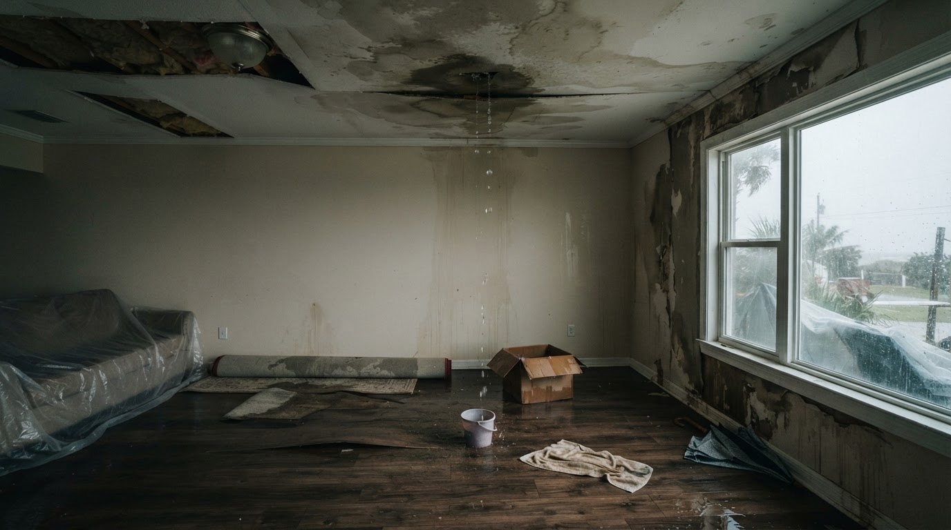 Before storm water damage restoration near Kure Beach, North Carolina