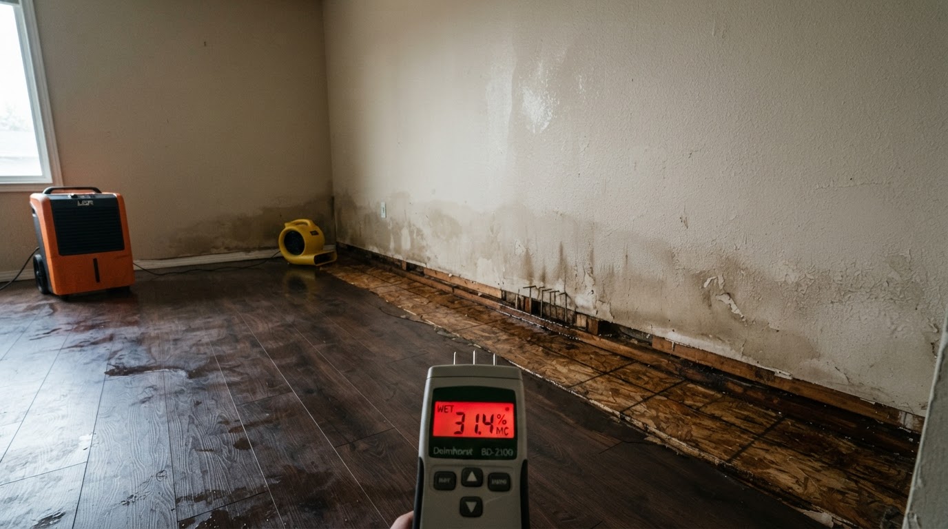 Before structural drying and dehumidification in Kure Beach, North Carolina