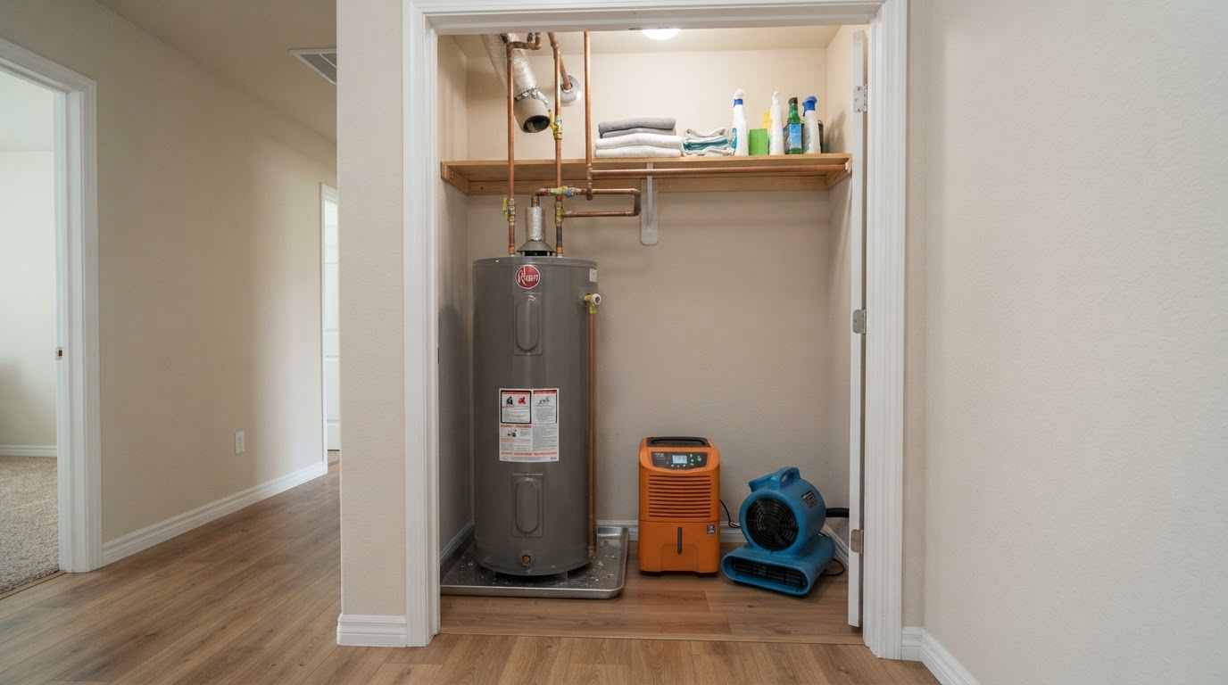 After water heater leak cleanup in Kure Beach, North Carolina
