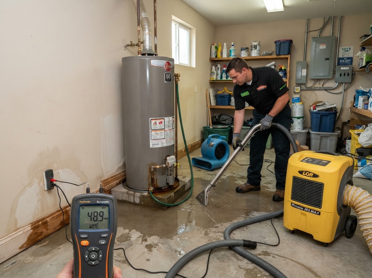 Water heater leak cleanup in Wilmington NC
