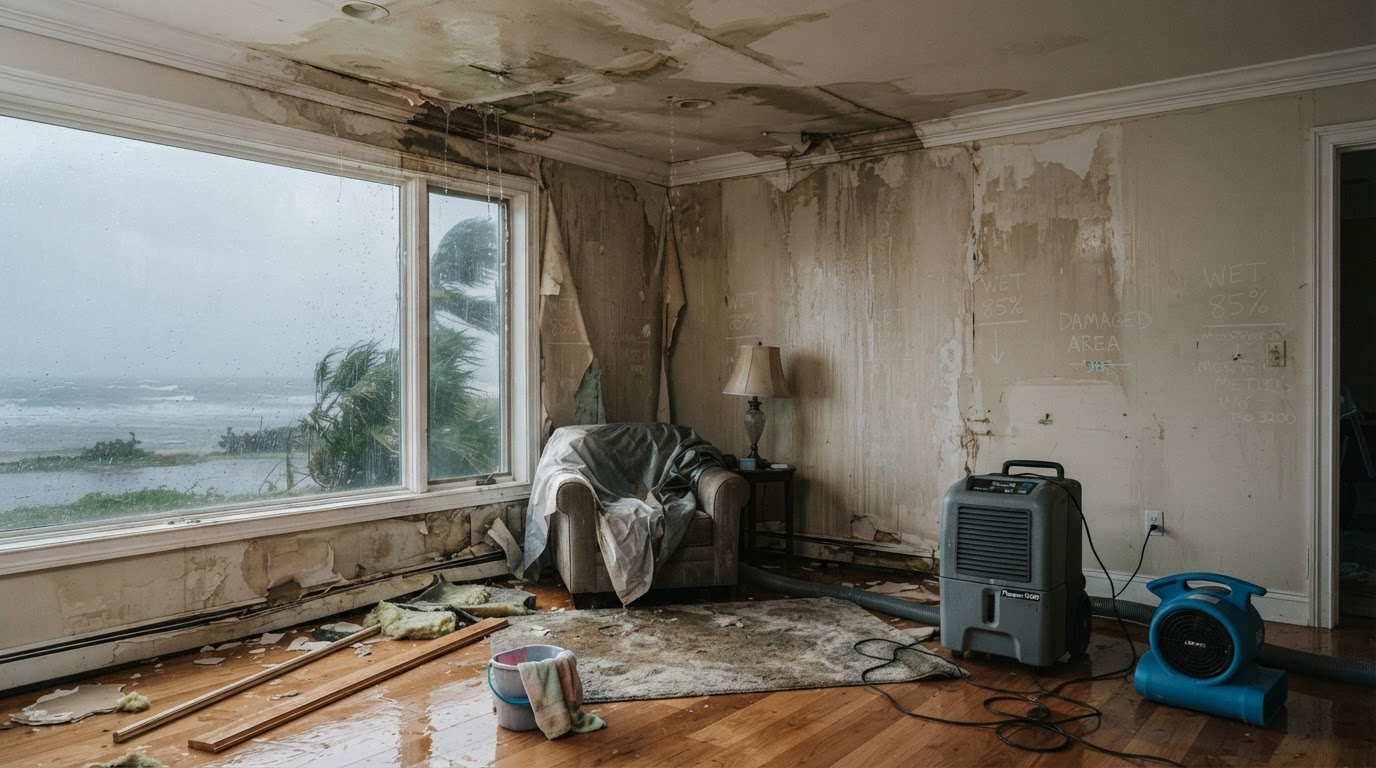 Storm and hurricane water damage restoration near Wilmington NC