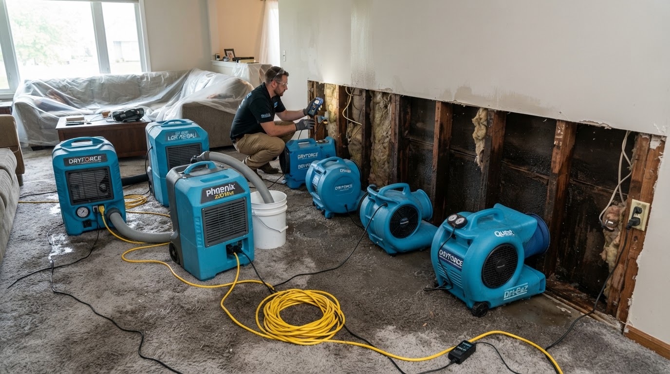structural drying equipment after residential water damage in Wilmington