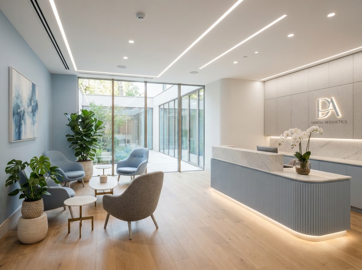 Modern private clinic reception area