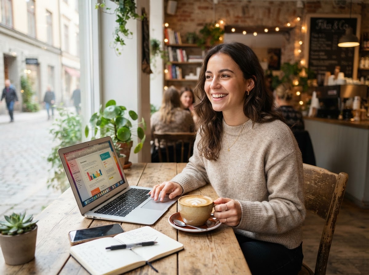 Woman working on laptop