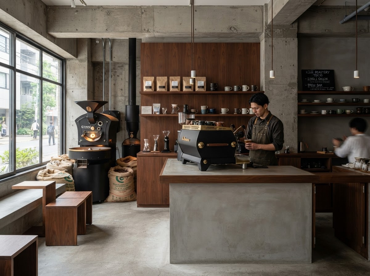 Minimalist roastery architecture