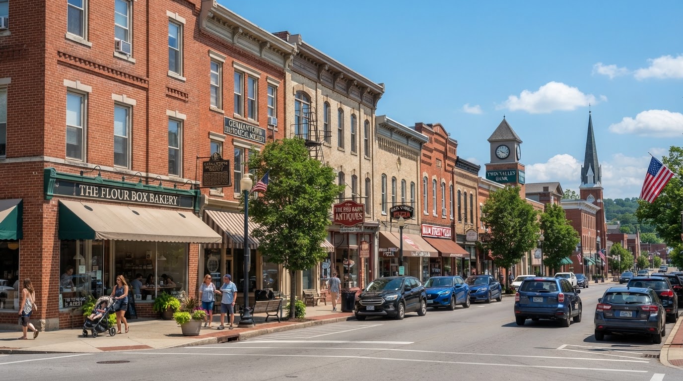 Small-town commercial properties in Germantown, Ohio