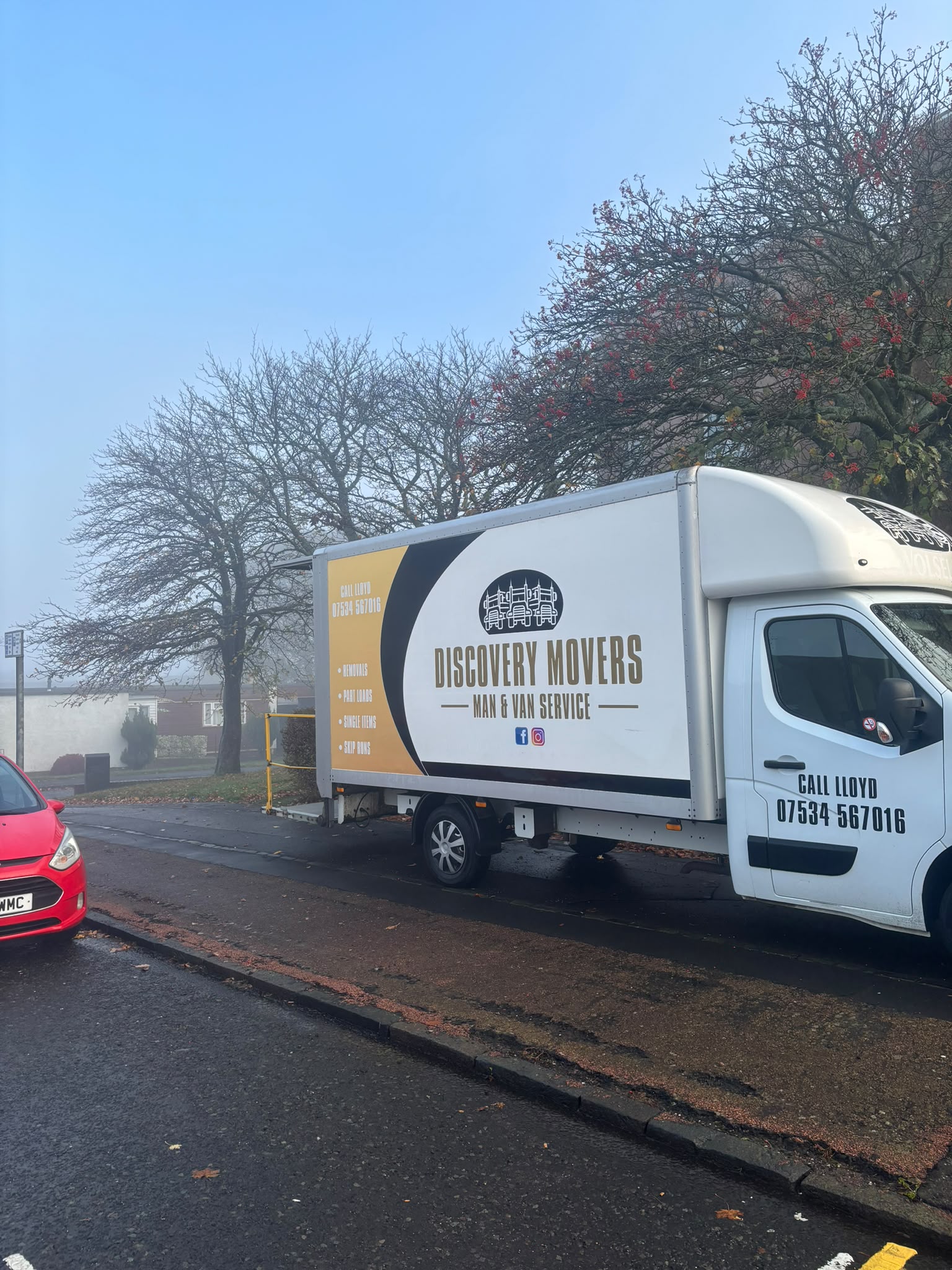 Discovery Movers removal van parked on a street in Forfar for a move