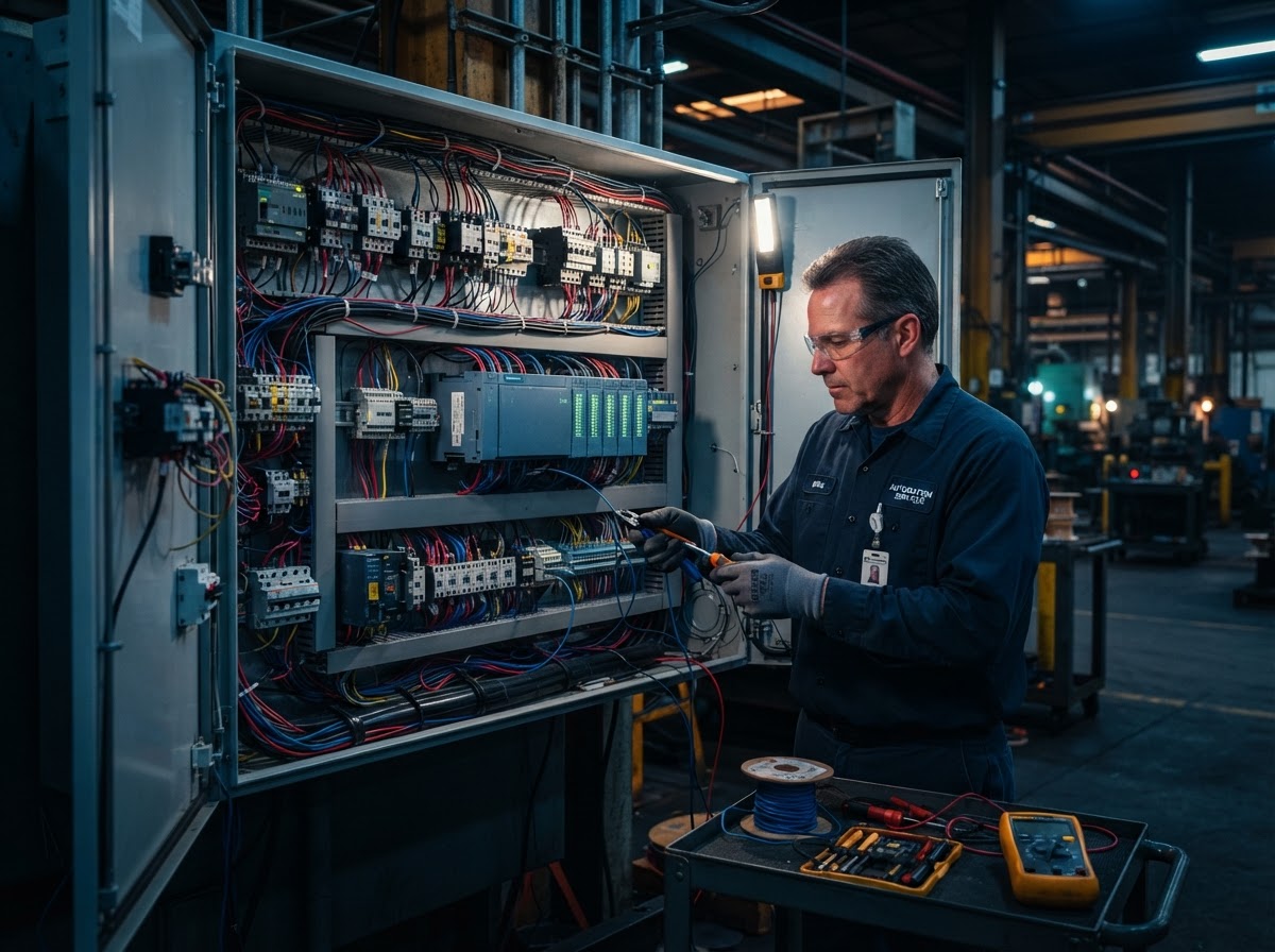 Tablero eléctrico industrial en proceso de modernización