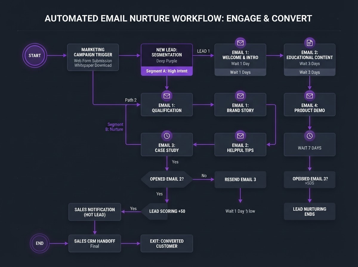 Marketing automation email nurture workflow