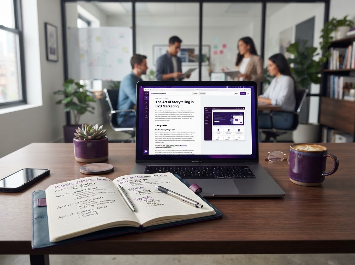 Content marketing with blog articles and editorial calendar