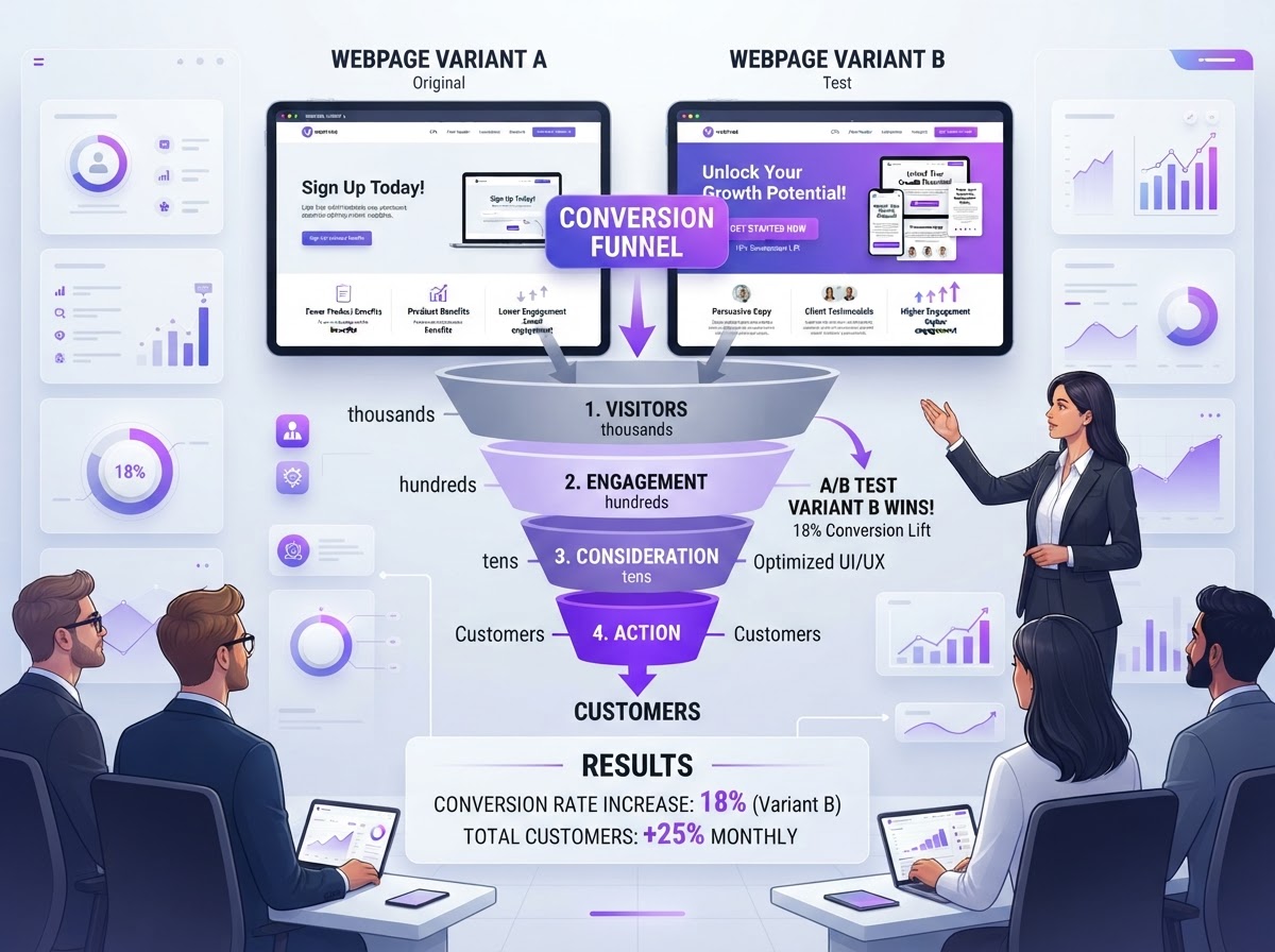Improve conversion rates with A/B testing and funnel