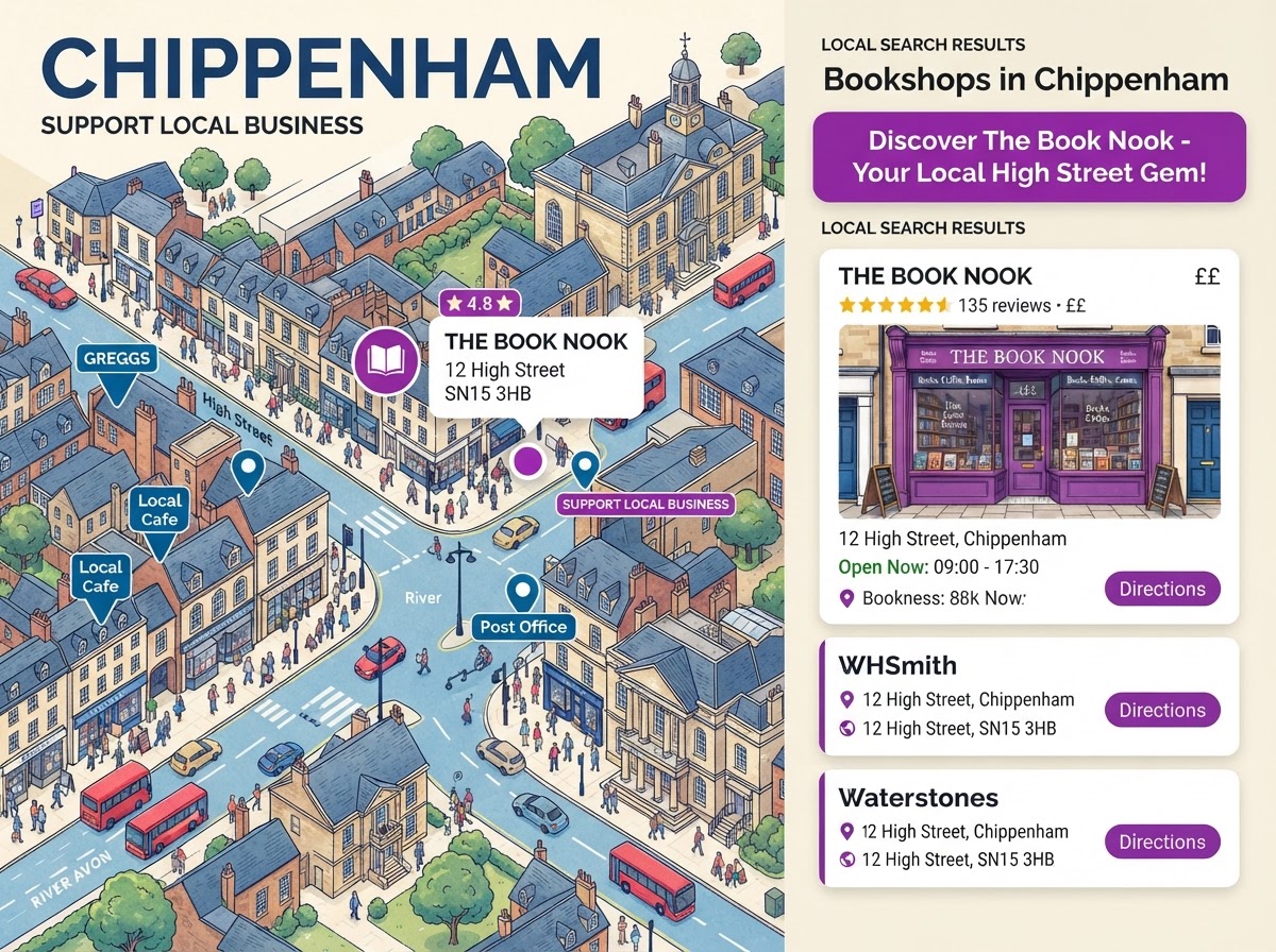 Local UK business marketing with town map