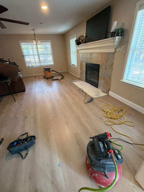 Living Room Flooring Installation & Baseboards — Flooring & Tile project by Manny