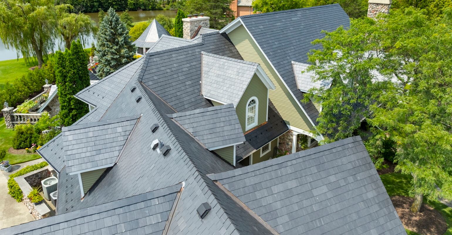 Detail shot showing the texture and natural color variation of real slate