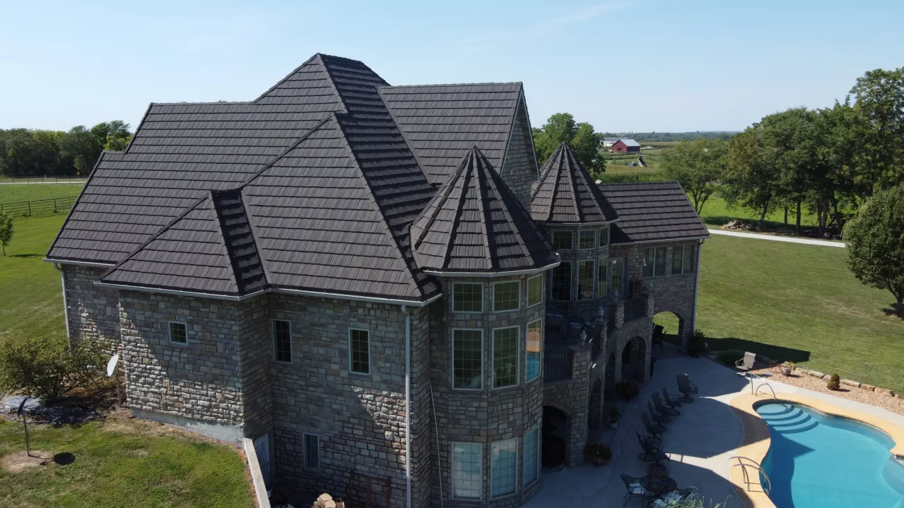 Metal Roofing — Westlake Stone-Coated Steel Roof close-up texture