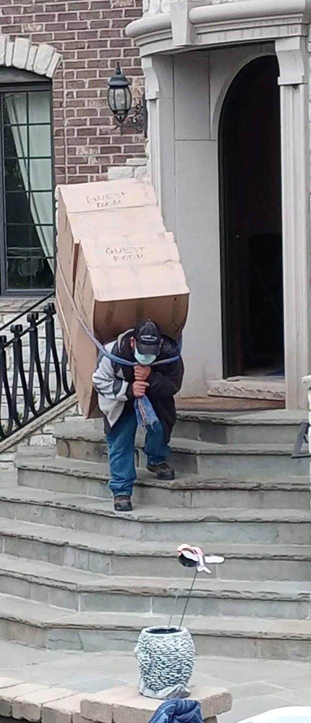 Heavy Multi-Box Exterior Stair Carry