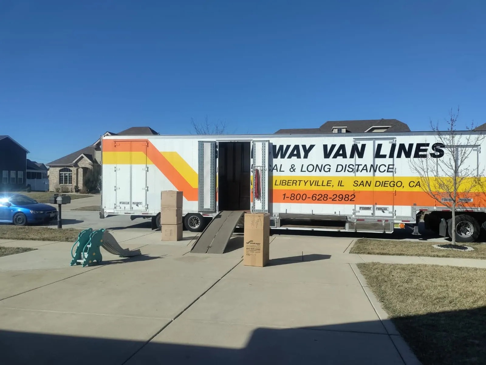 Large-Scale Interstate Moving Van & Ramp Staging