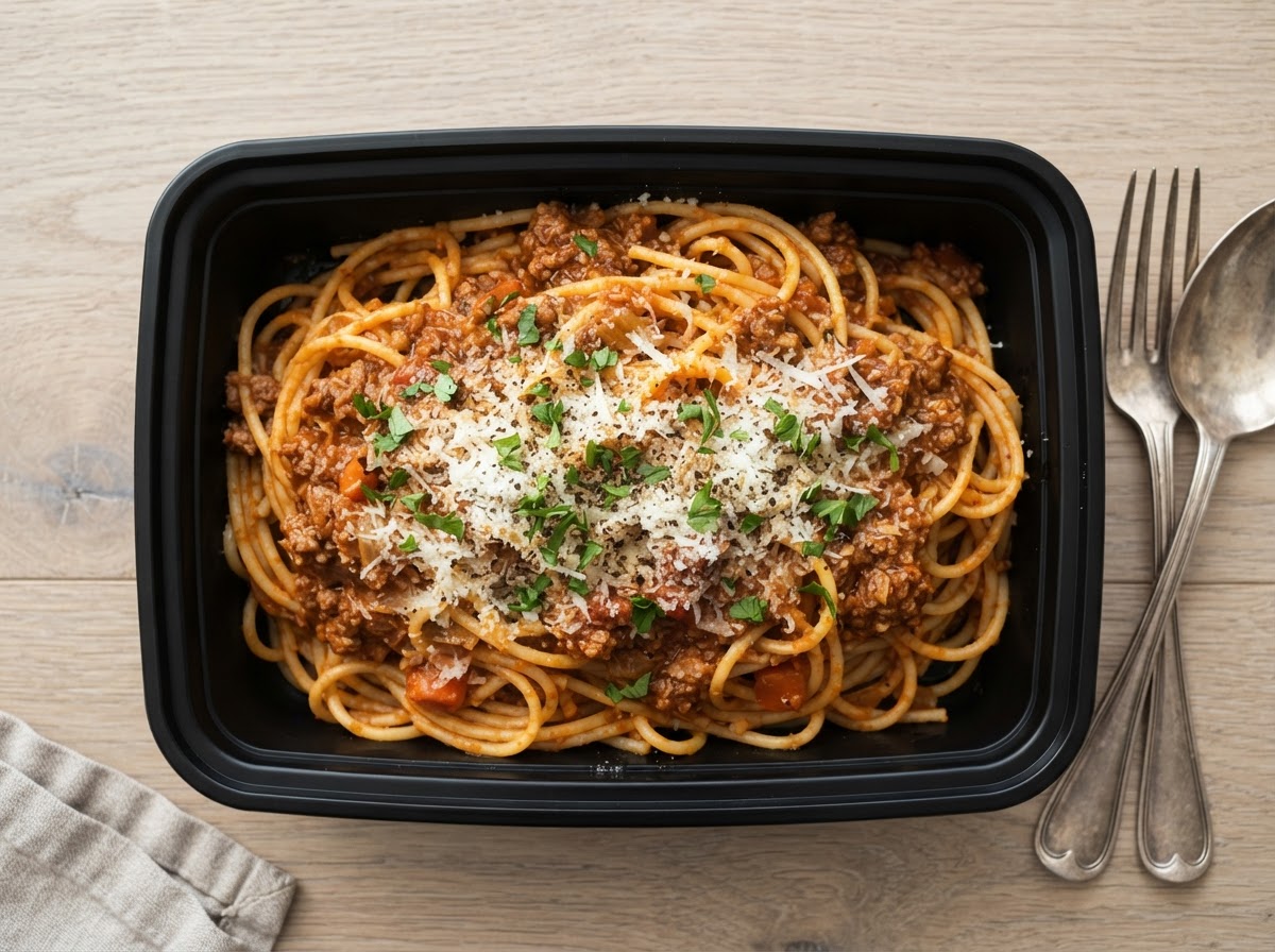 Spaghetti Bolognese with side salad