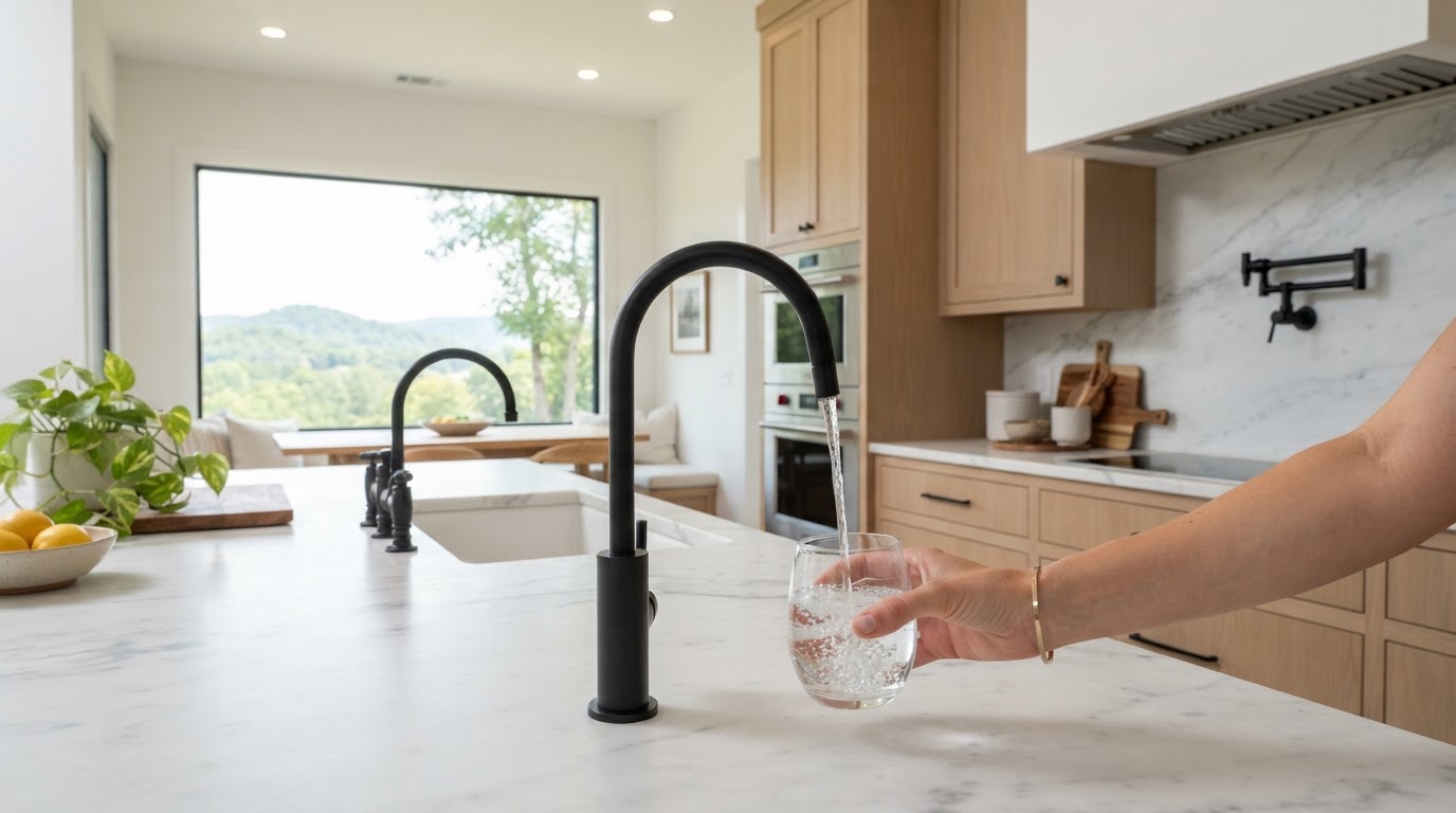Crystal clear pure water poured in modern Knoxville kitchen