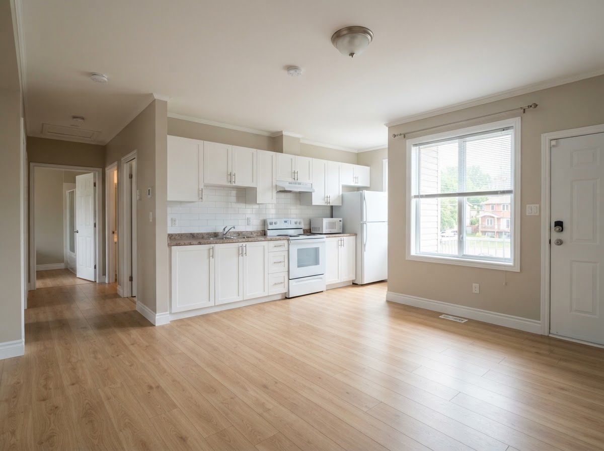 Empty renovated rental unit finished and ready for the next tenant