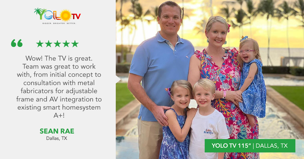 Sean Rae Family Review - YOLO TV 115 inch installation in Dallas, TX