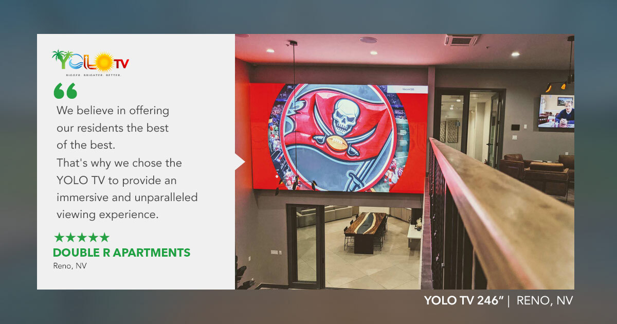 Double R Apartments Review - YOLO TV 246 inch luxury amenity installation in Reno, NV