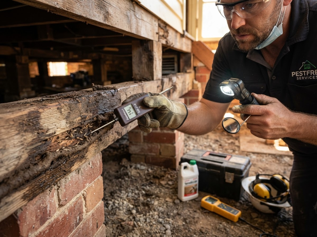 Termite inspection of a timber foundation