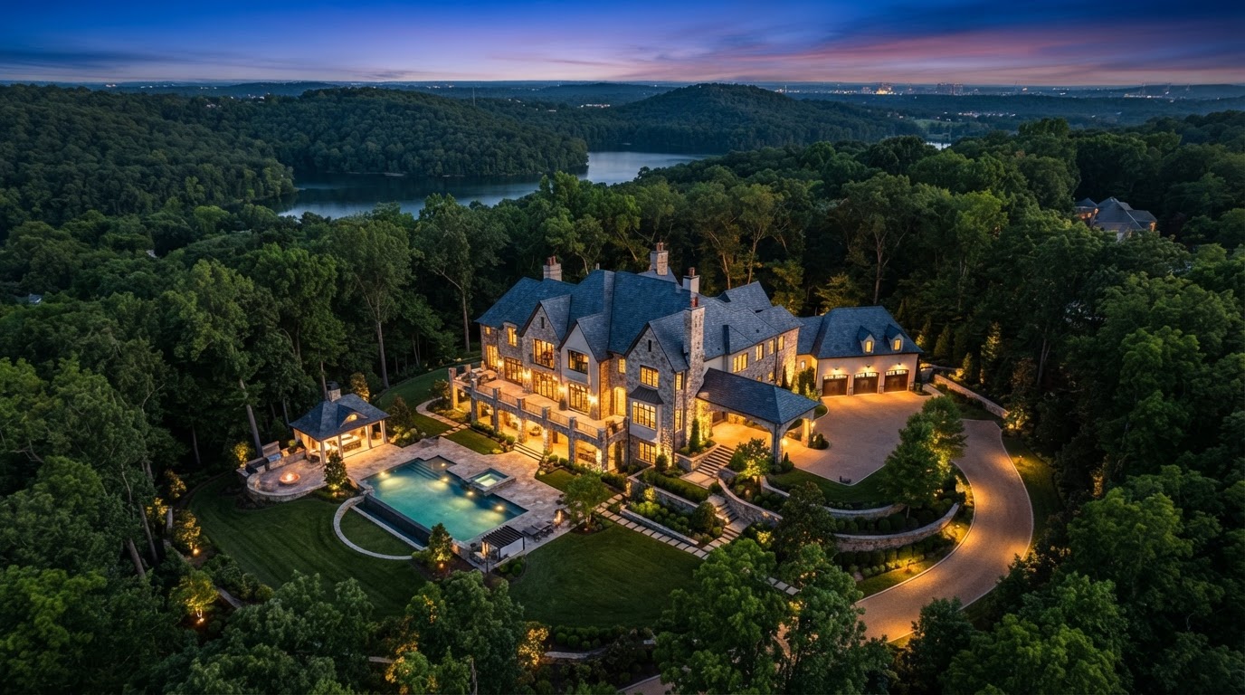 Luxury home on a wooded estate lot in Oak Hill near Radnor Lake, Nashville 37220