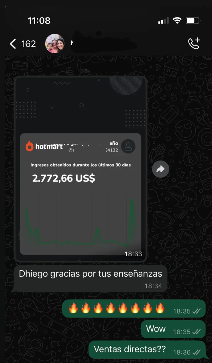 Ingresos obtenidos en Hotmart - 2.772,66 US$
